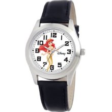 Disney Women's D157s006 Ariel Black Leather Strap Watch