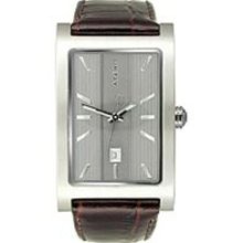 DKNY Embossed Leather Date Grey Dial Men's watch