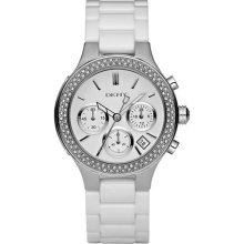 Dkny Watch Lady Ny4985 Silver White & Ceramic Boyfriend Style