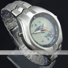 Dual Chronograph Analogue Digital Hours Date Alarm Men's Lcd El Watch Wha77