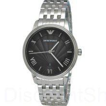 Emporio Armani Black Dial Watch - Silver/Black