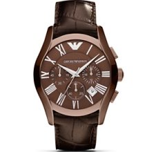 Emporio Armani Brown Leather Strap Watch, 42mm