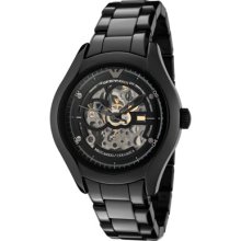 Emporio Armani Watches Women's Ceramica Silver Skeletonized and Black