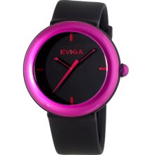 Eviga Mens Cirkle Stainless Watch - Black Rubber Strap - Black Dial - EVICF3701