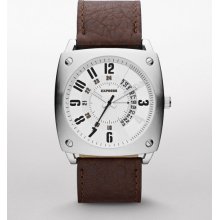 Express Mens Analog Leather Strap Watch Brown Brown, No Size