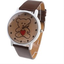 Fashion Lovely Bear Girl Women Wrist Watch Brown A139