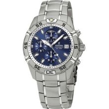 Festina Men's Estuche Silver Stainless Steel Blue Dial Quartz Watch