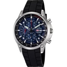 Festina Men's Quartz Watch With Blue Dial Chronograph Display And Black Rubber Strap F6816/3