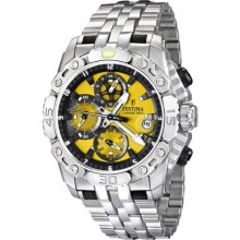 Festina Men's Tour de France F16542/6 Silver Stainless-Steel Quartz Watch with Yellow Dial