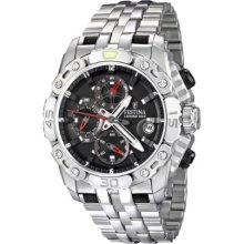 Festina Men's 'tour De France' Stainless Steel Black Dial Quartz Watch