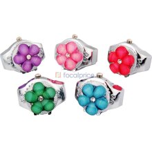 Flower Design Quartz Movement Analog Finger Ring Watch