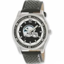 Football Watches - Men's Stainless Steel Carolina Panthers Watch and