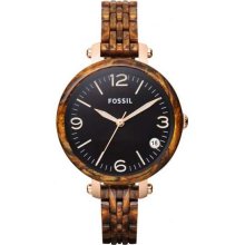 Fossil Heather Midsize Burlwood Resin Ladies Watch