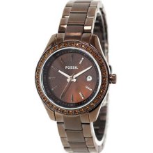 Fossil Ladies Chronograph Stainless Steel Case and Bracelet Brown Dial ES3022