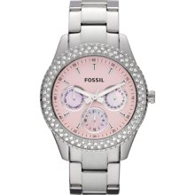 Fossil Ladies Stella Stainless Steel Silver and Pink Watch