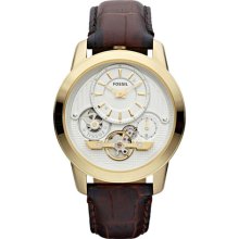 Fossil Men's Grant ME1127 Brown Leather Quartz Watch with White