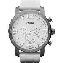 Fossil Men's Nate Silicone Watch â€“ White Jr1427