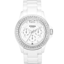 Fossil 'Riley' Ceramic Bracelet Watch, 38mm White