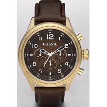 Fossil Vintaged Bronze Chronograph Leather Men's Watch DE5002