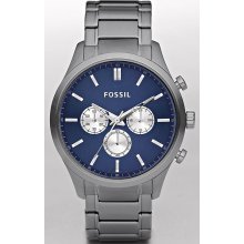 Fossil Walter Plated Stainless Steel Watch - Grey With Blue Fs46