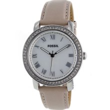 Fossil Watches Women's Mother of Pearl Dial Beige Leather Beige Leath