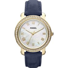 Fossil Womens Emma Leather Watch â€“ Blue Es3191