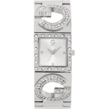 G by GUESS Crystal G-Logo Silver-Tone Bracelet Watc