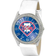 Game Time White Mlb-Gli-Phi Women'S Mlb-Gli-Phi Glitz Classic Analog Philadelphia Phillies Watch