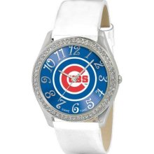 Game Time White Mlb-Gli-Chi Women'S Mlb-Gli-Chi Glitz Classic Analog Chicago Cubs Watch