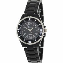 Geneva Platinum Women's 2855.Silver.Black Black Stainless-Steel Quartz Watch with Black Dial