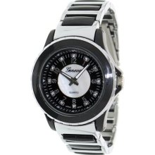 Geneva Platinum Women's 3374.Black.Silver Two-Tone Ceramic Quartz ...