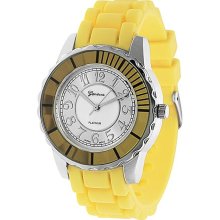 Geneva Platinum Women's Mother of Pearl Silicone Strap Watch