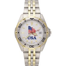 Gents American Flag Watch In Stainless Steel