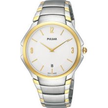 Gents Pulsar Two Tone Dress Bracelet Watch Pvk144x1