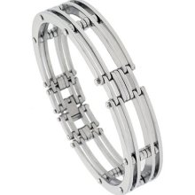 Gent's Stainless Steel Bar Bracelet, 13mm Wide