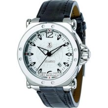 Gio Monaco Men's 761-A Graffiti Automatic White Dial Black Alliga ...