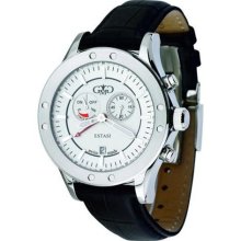 Gio Monaco Men's 773-F Estasi White Dial Black Leather Alarm Watc ...