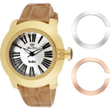 Glam Rock Watches Women's Lady SoBe White MOP Dial Havana Brown Genuin