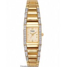 Gold-Tone Crystal Caravelle Ladies Watch by Bulova - Champagne Dial 45L95