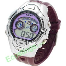 Good Jewelry LCD Multifunction Wrist Watch -Amaranth