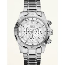 GUESS Brushed Silver-Tone Bold Sport Chronogra