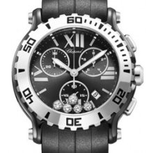 Happy Sport Chronograph (SS / Black-Diamonds / Rubber Strap)