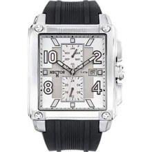 Hector H France Men's Classic Rectangular White Dial Chronograph Date Watch