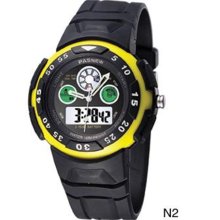 Highquality Color Block Pasnew Led Analog Water-proof Dual Time Boys