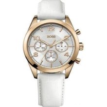 Hugo Boss 1502310 Silver Dial White Leather Ladies Watch