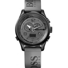 Hugo Boss 1512800 Grey Rubber Logo Starp Men's Watch