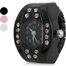 Humanoid Women's Diamond Style Alloy Analog Quartz Ring Watch (Assorted Colors)