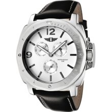 I by Invicta Men's White Dial Black Leather Strap Watch ...