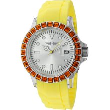 I by Invicta Watches Women's Orange Crystal Silver Dial Yellow Silicon