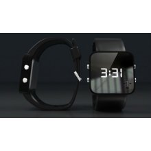 In Box Led Digital 1:face Watch In Black W/ Black Mirror Finish Face